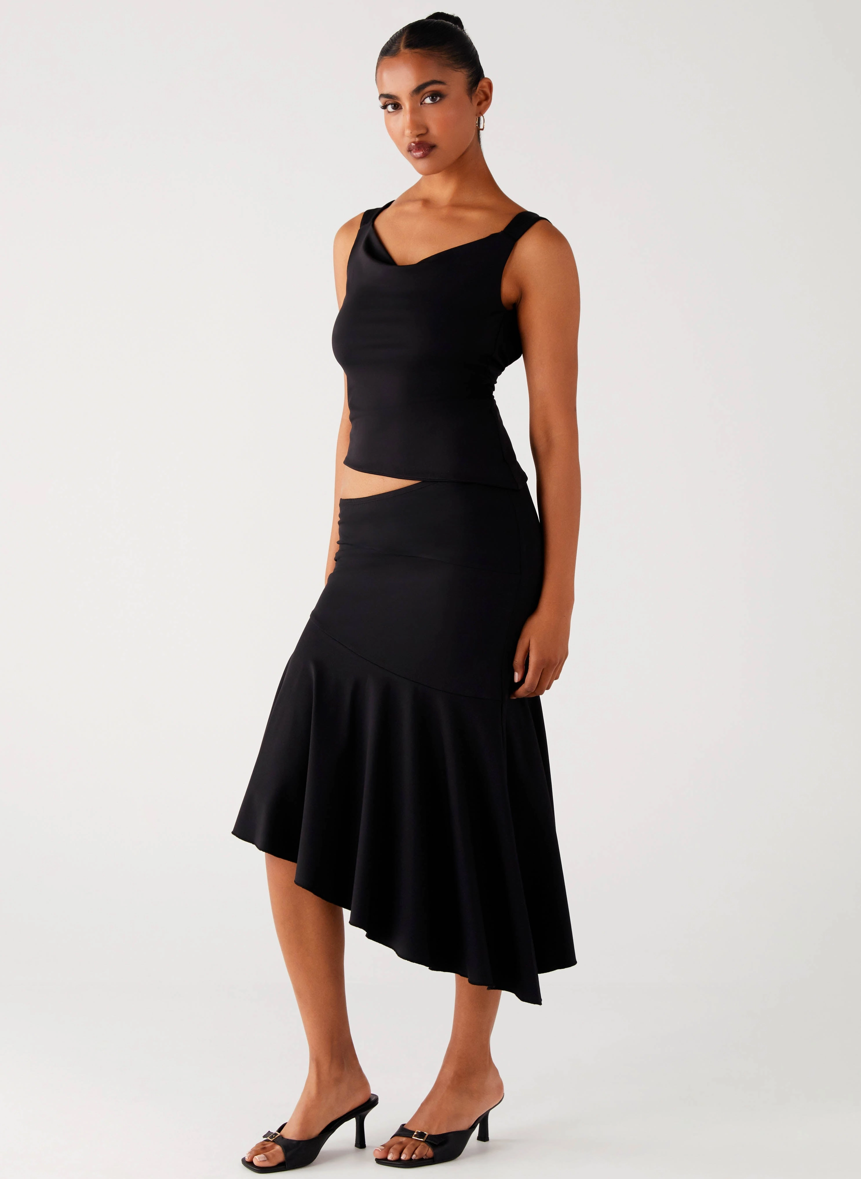 Wonderlust Midi Skirt - Black color block Natural Look