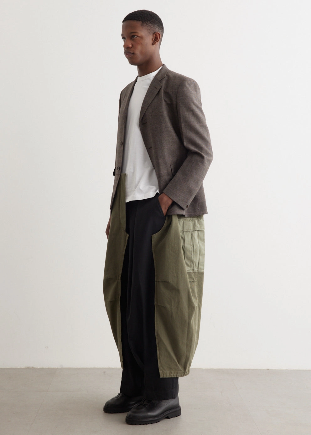 Wool Check x Cargo Pant Tailored Coat Soft touch finish