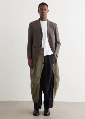 Wool Check x Cargo Pant Tailored Coat Packable Feature Easy Movement Cut