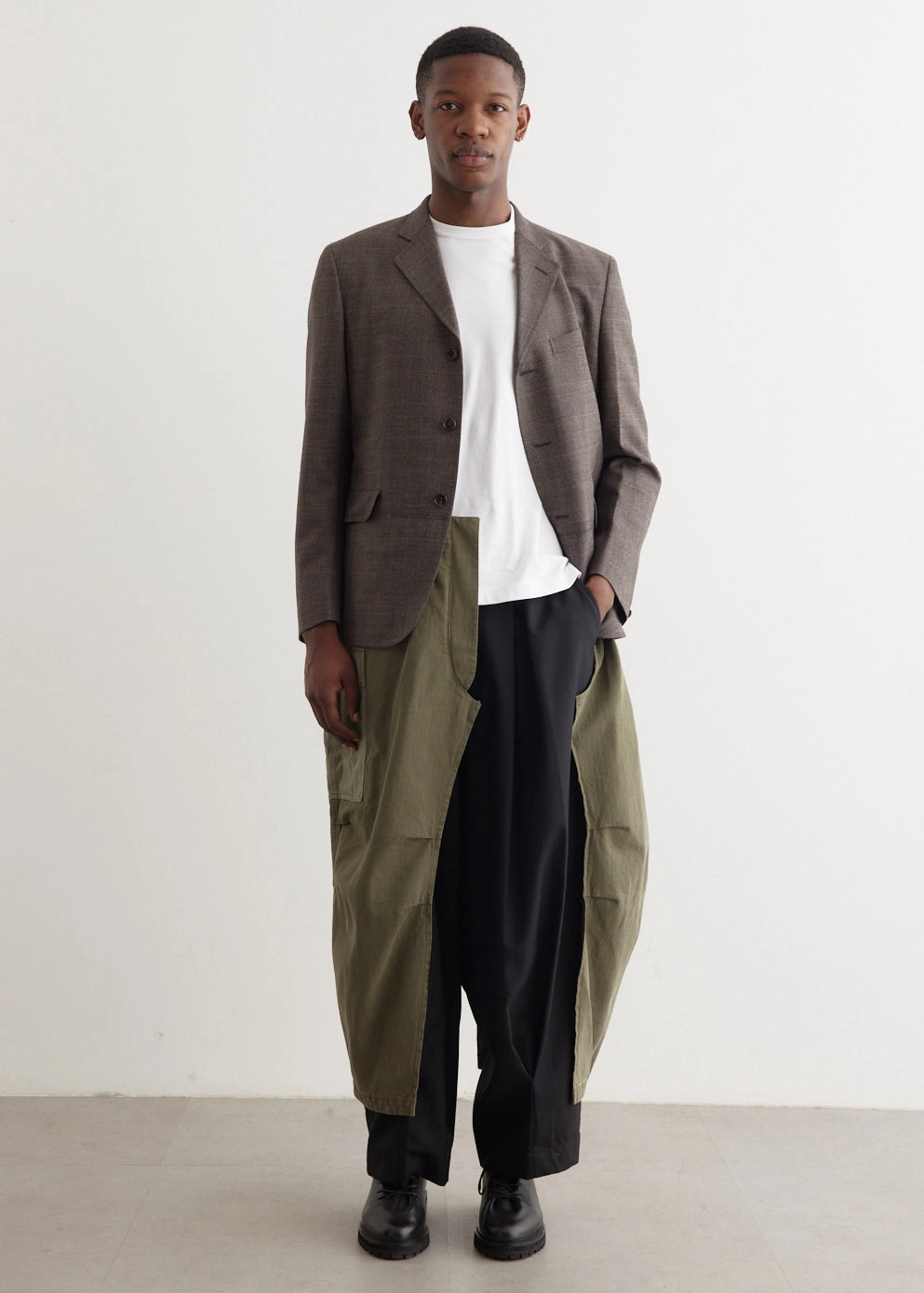 Wool Check x Cargo Pant Tailored Coat Packable Feature Easy Movement Cut