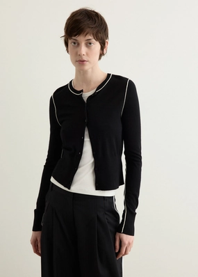BreathableKnit Fabric SoftTouch Material Wool Fine Line Cardigan