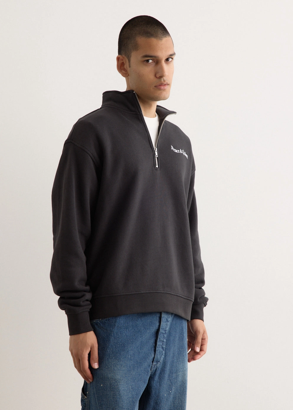 Flexible Elbow Patches Wordmark Quarter Zip-Up