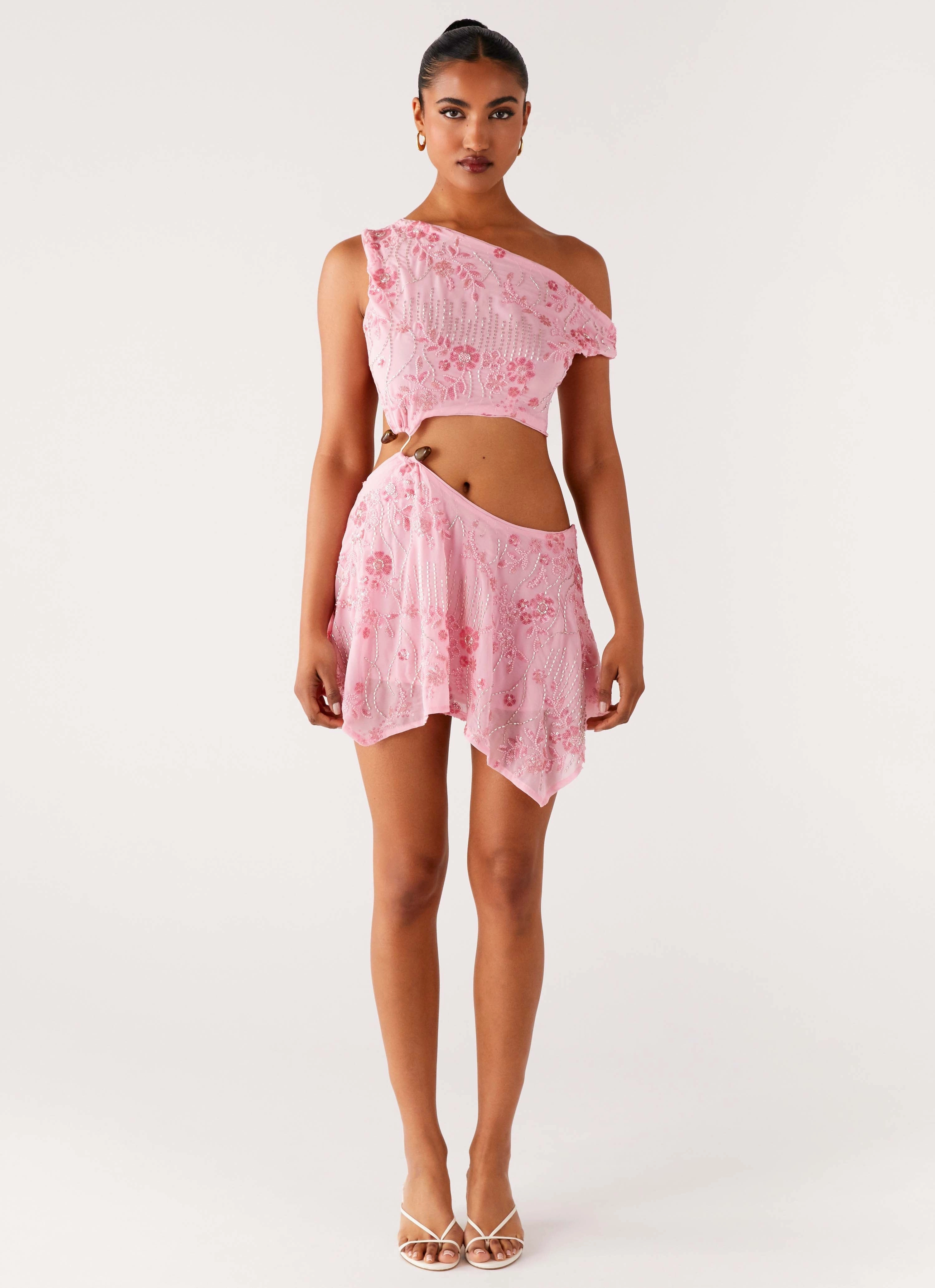 Aletta Sequin Mini Dress - Pink Simple formal dress Shape Retention