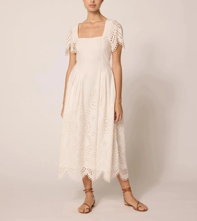 Young Edge Tall Girl Yesenia Midi Dress | Ivory Eyelet