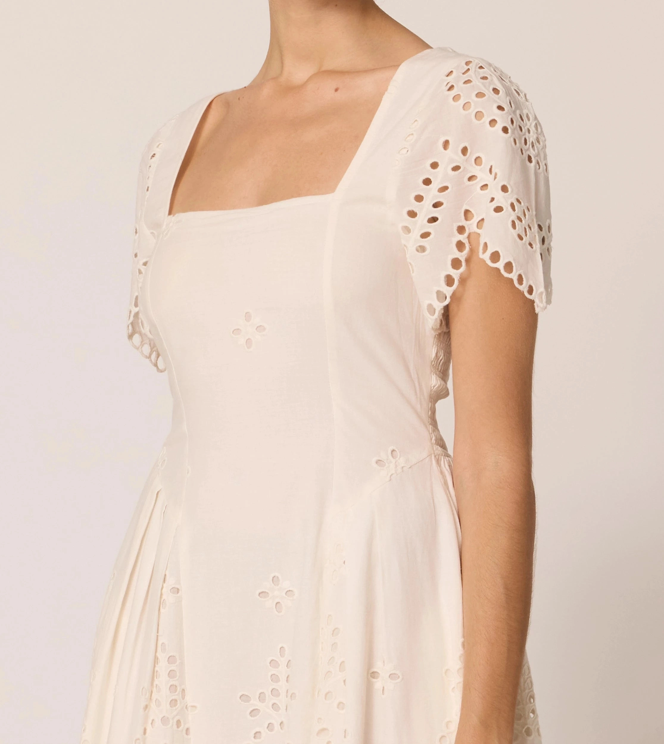 Yesenia Midi Dress | Ivory Eyelet Chic and Cozy Timeless Trend