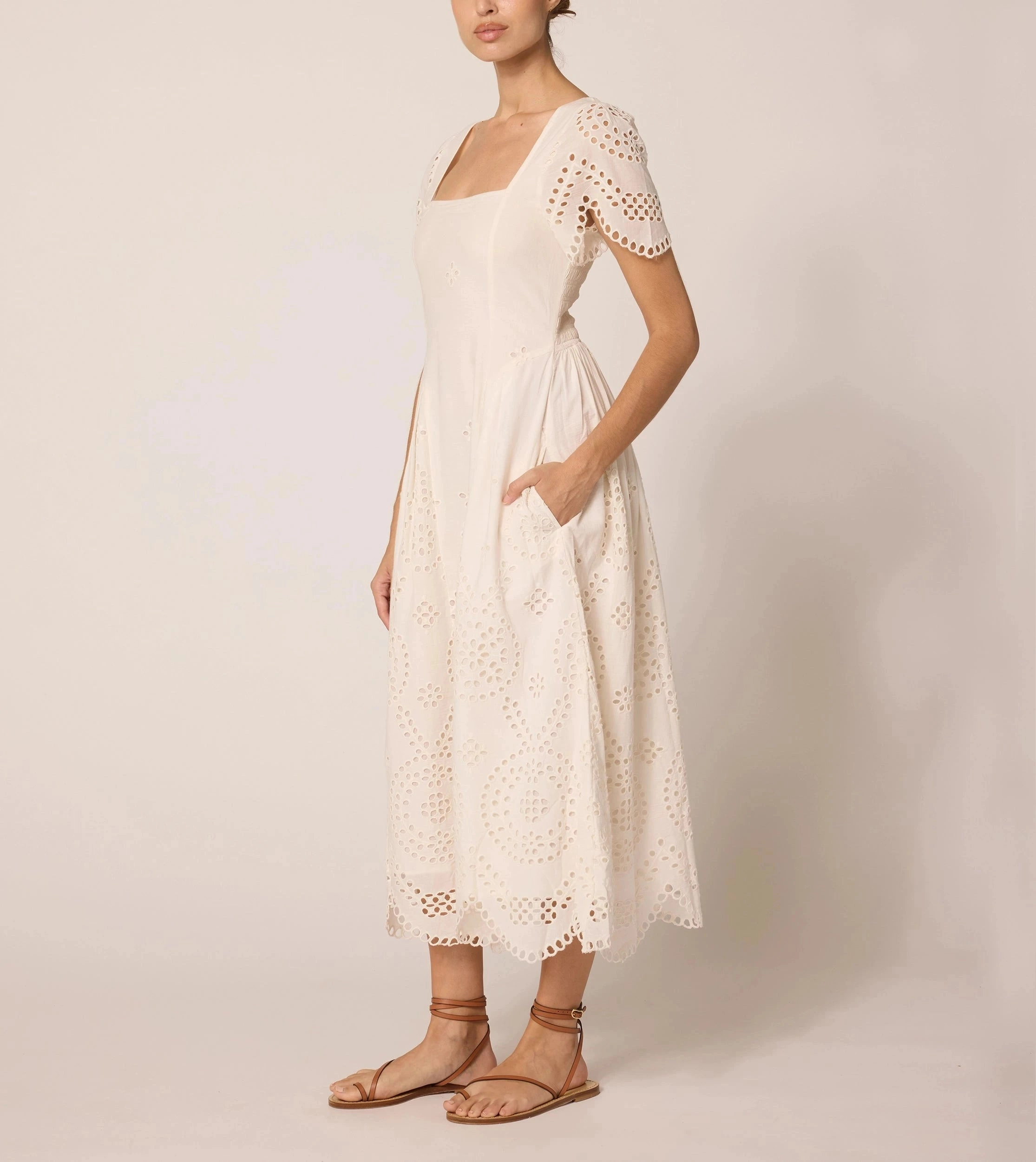 Yesenia Midi Dress | Ivory Eyelet Daily Option