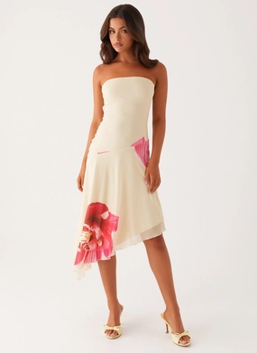 Dew Glow New Spirit Mariposa Midi Dress - Orchid Yellow