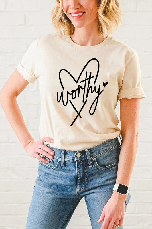 Cold Wash Optimized Worthy Heart Easter Basic Graphic Tee S-XL