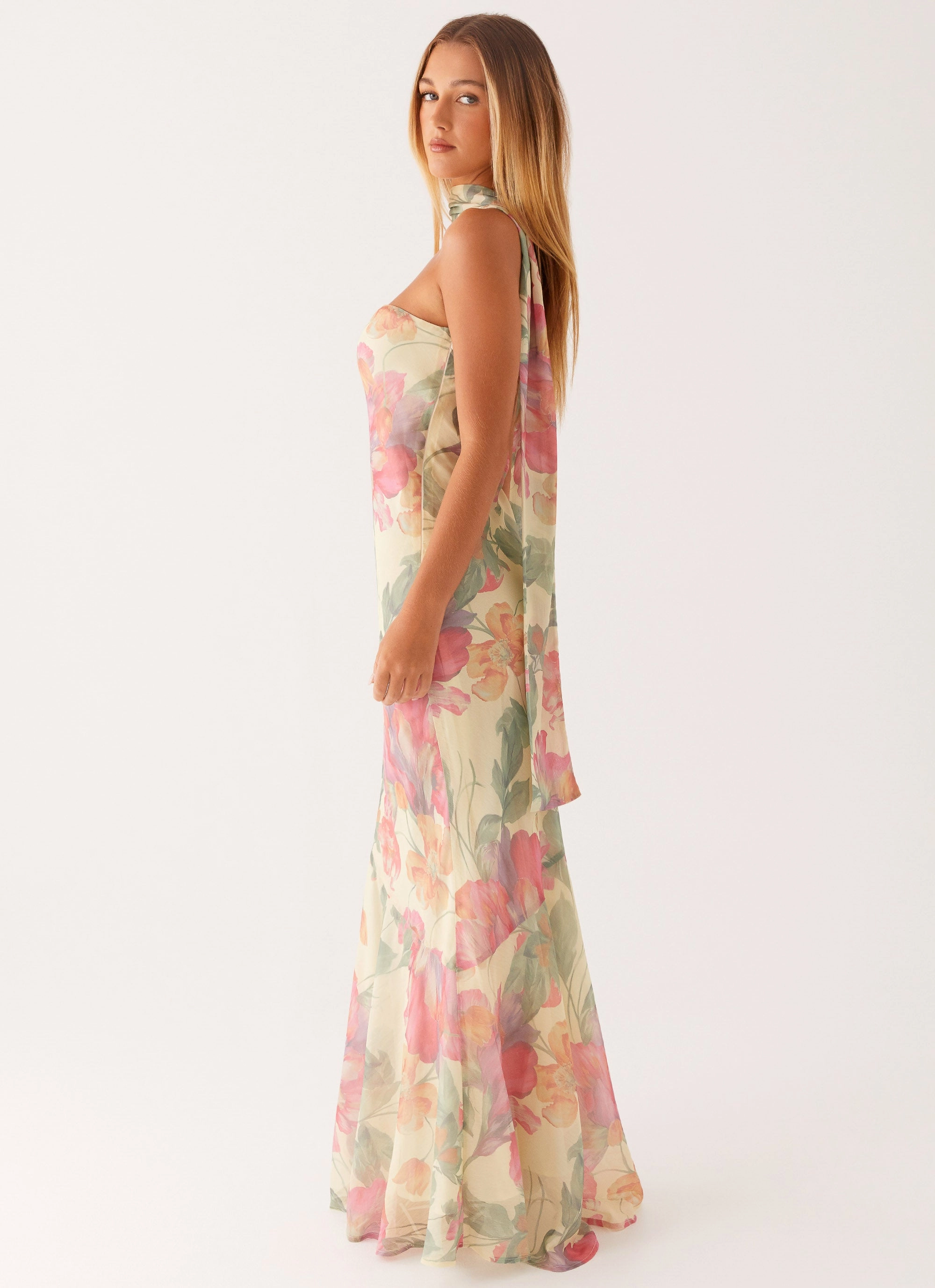 Under The Pagoda Maxi Dress - Yellow Peony Timeless Cut Dress for brunch