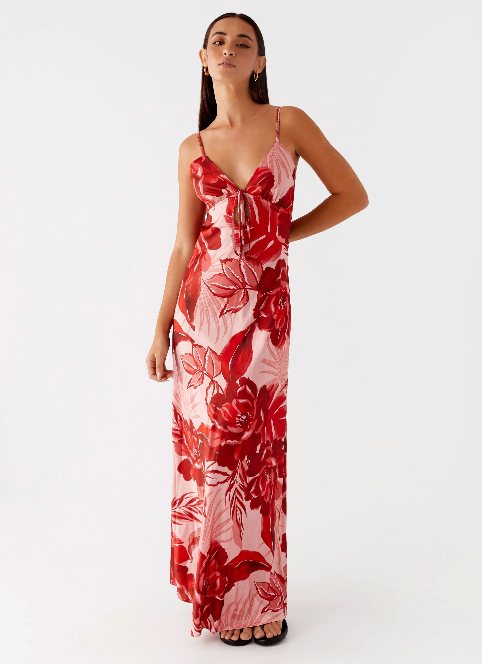 Flora Satin Maxi Dress - Sicily Sunsets Print Perfect Layers