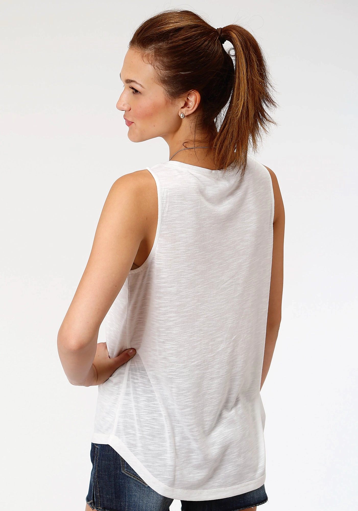 Versatile Layering Linen blend Roper Womens White Cotton Blend Flag Peace Tank Top