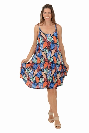 Tropical Leaf Braided Double Strap Dress Casual Mode