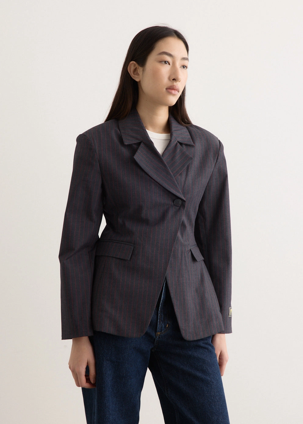 Stretch Stripe Blazer Warm Layers Noise Free Fabric