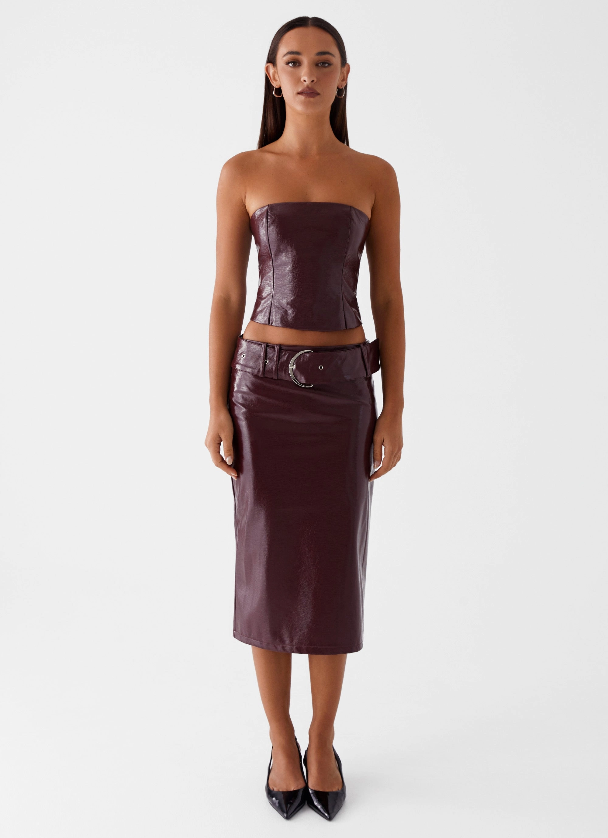 Creative Layering Occasion Dressing Wynnie Midi Skirt - Cherry Red