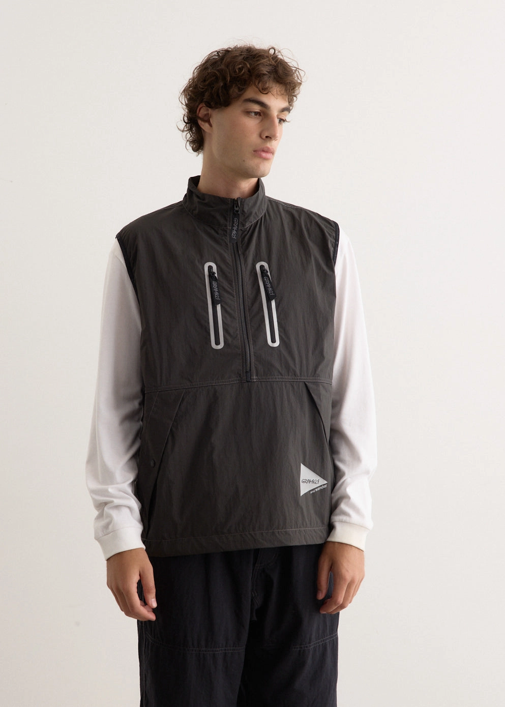 Seamless Street Fit Single Breasted x And Wander Brushed Nylon Vest