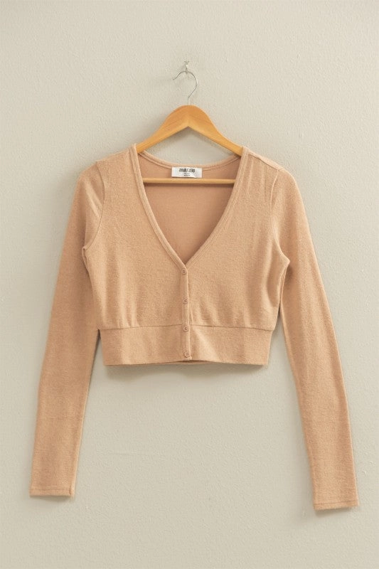 Breathable Look Xiomara Cropped V-neck Long Sleeve Top