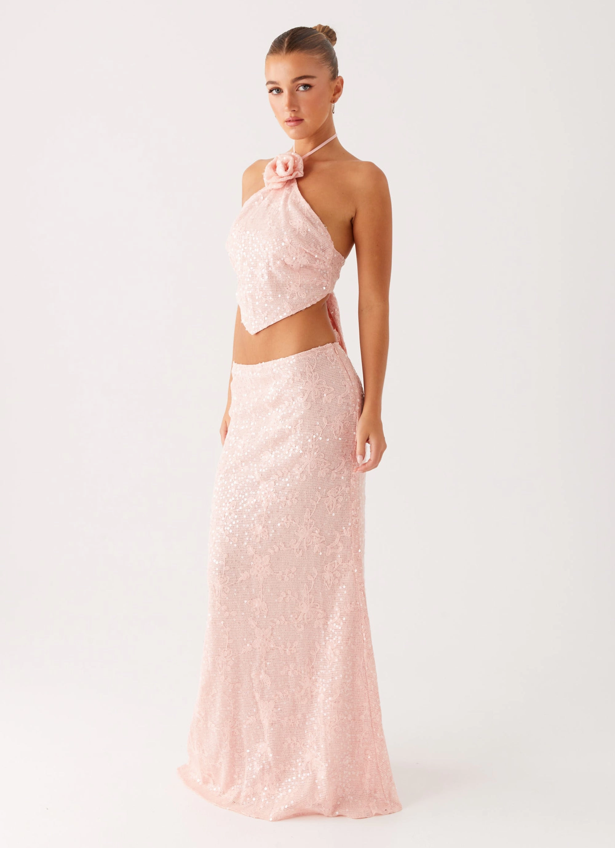Nico Sequin Maxi Skirt - Pink Creative Layering Everyday Style
