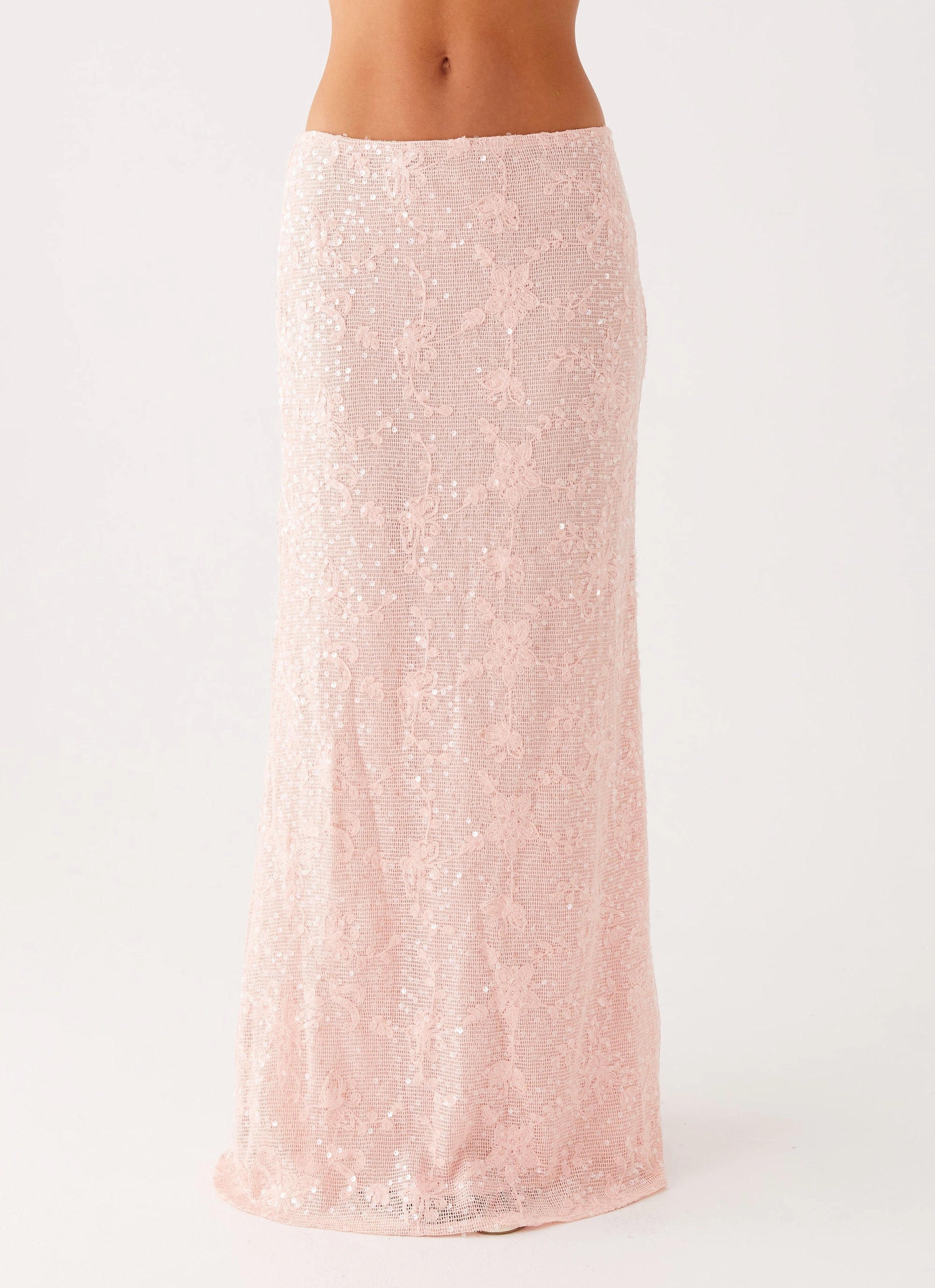 Nico Sequin Maxi Skirt - Pink Low Impact Dye natural fiber