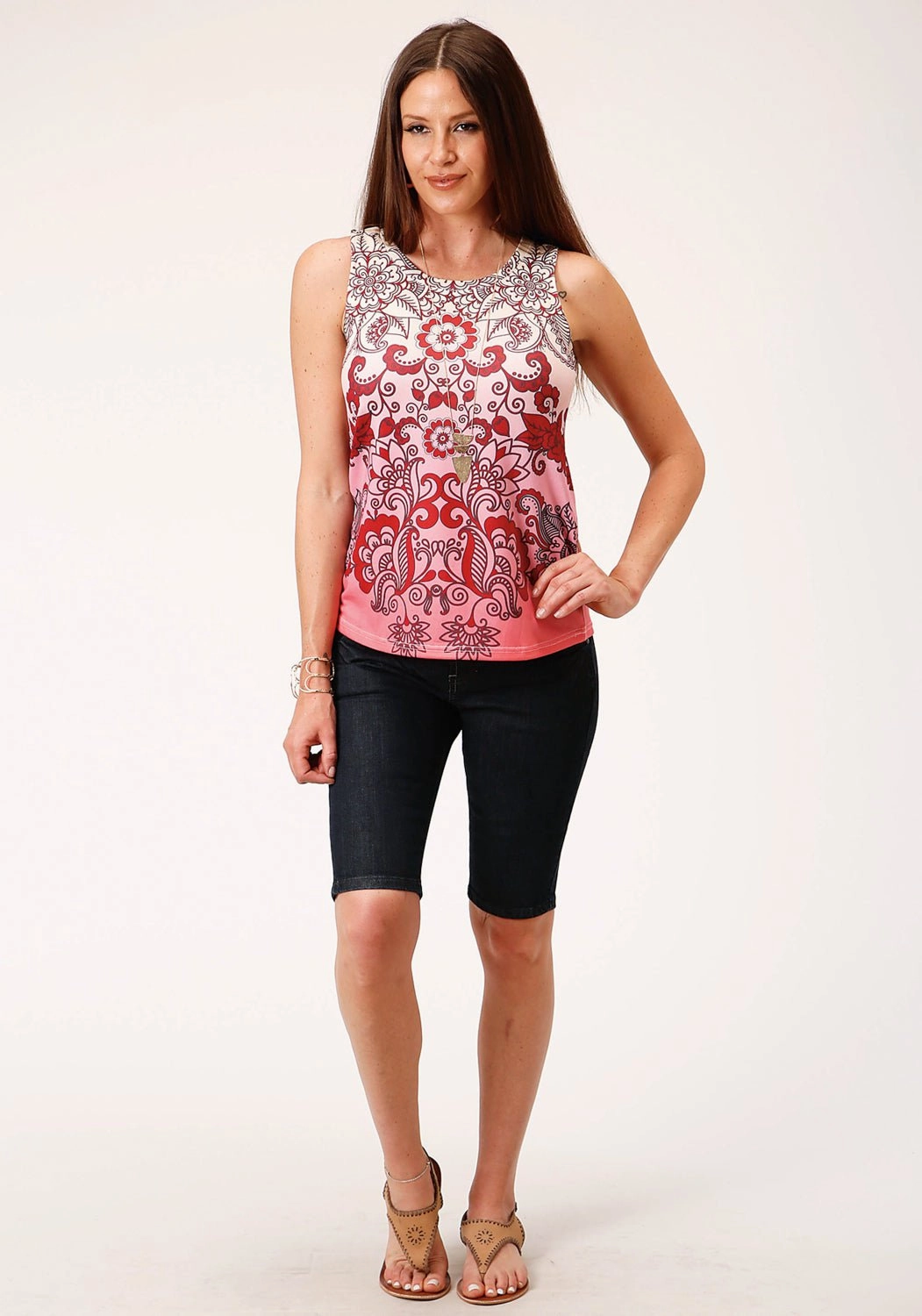 Student Essential Durable Thread Construction Roper Womens Sweater Jersey Multi-Color 95% Polyester/5% Spandex S/L Tank Top