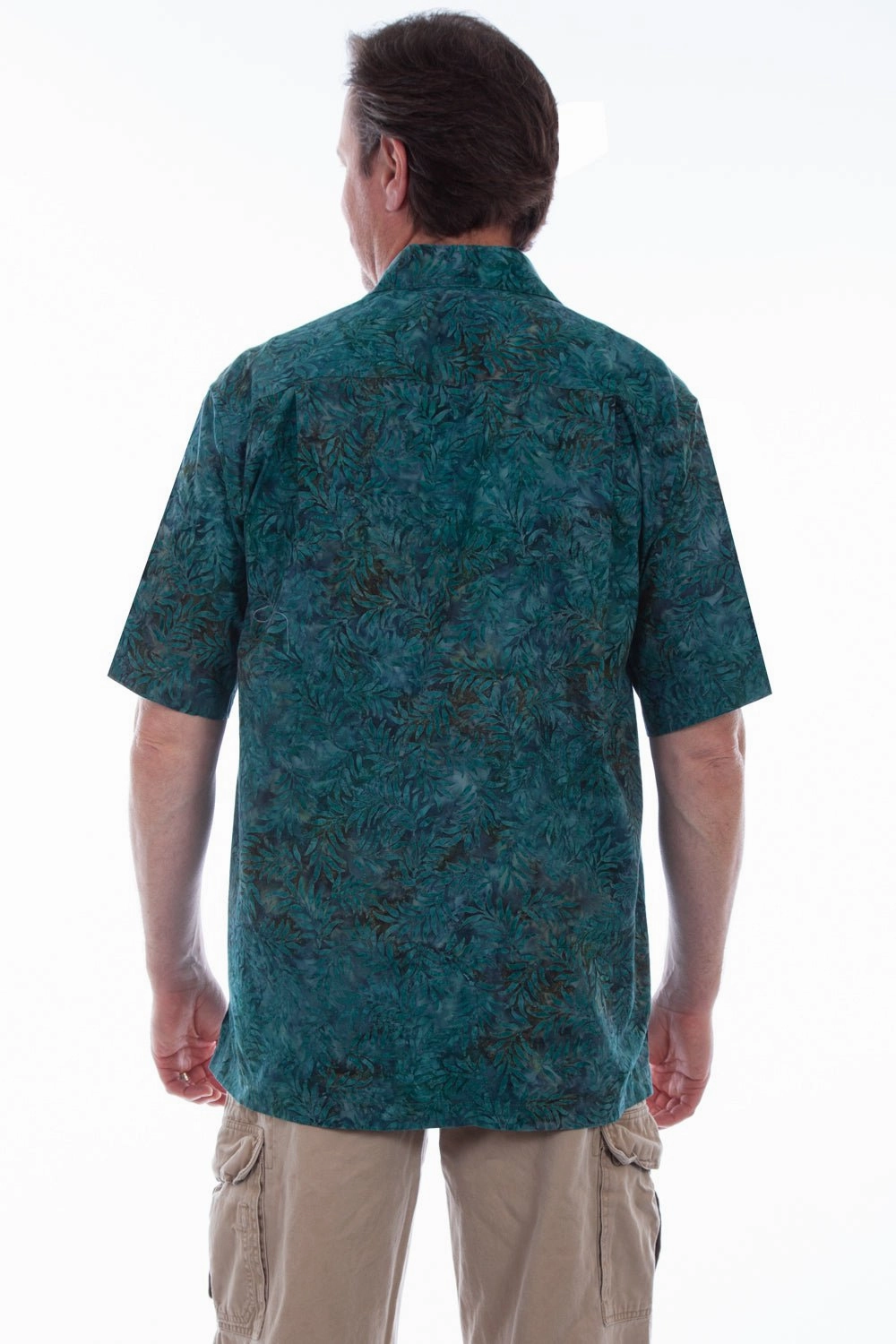 Scully Mens Deep Sea 100% Cotton Leaf Batik S/S Shirt Edgy style Reinforced Buttonholes