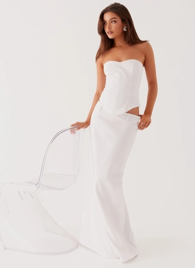 Jaslyn Maxi Skirt - White Simple Style Moisture Wicking Textile
