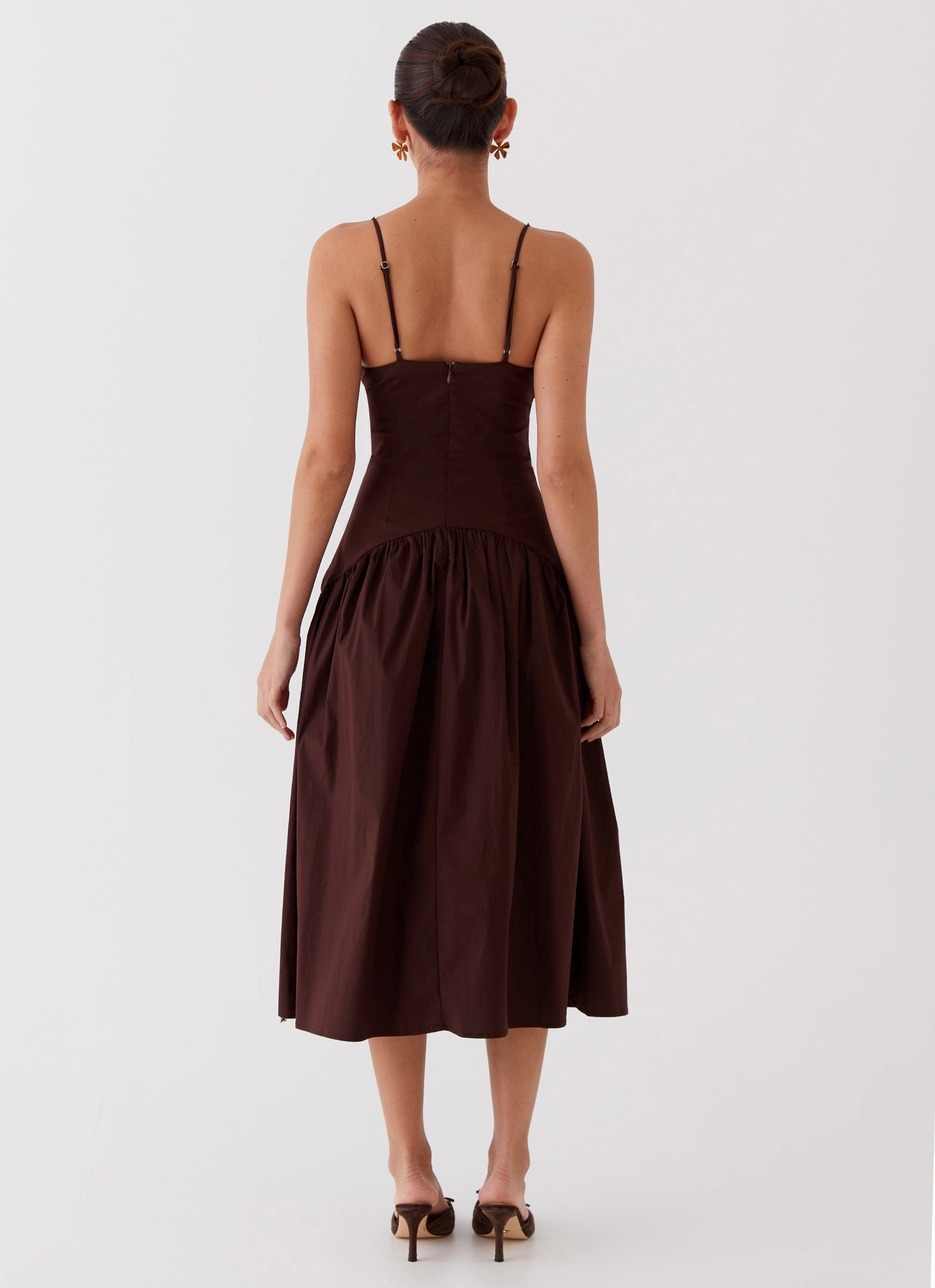 Sophisticated Edge Yvette Corset Midi Dress - Chocolate