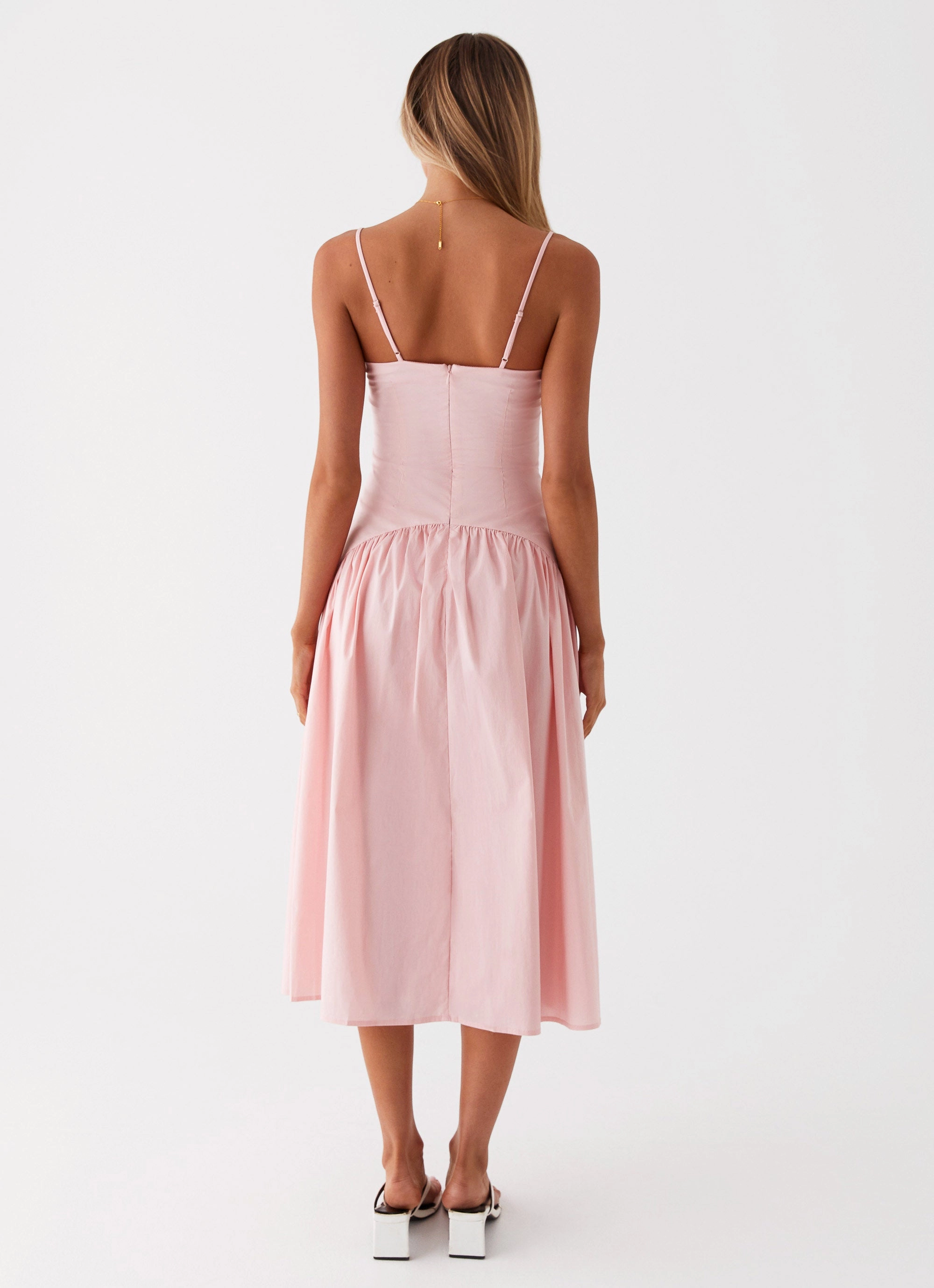 Yvette Corset Midi Dress - Pink Versatile Cut Chill Detail
