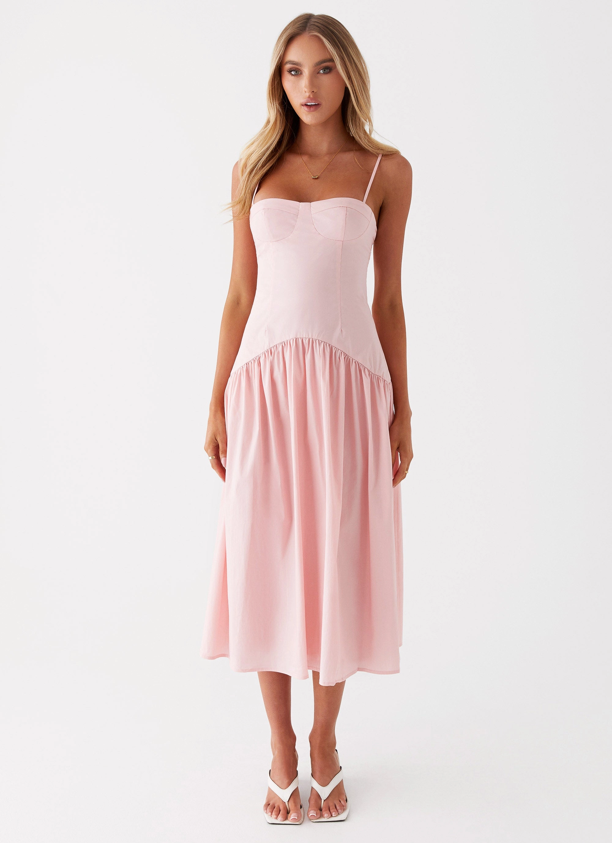 Minimal Fit Soft and Chic Yvette Corset Midi Dress - Pink