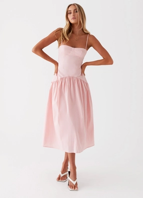 Yvette Corset Midi Dress - Pink Classic A-line design Leg-Lengthening