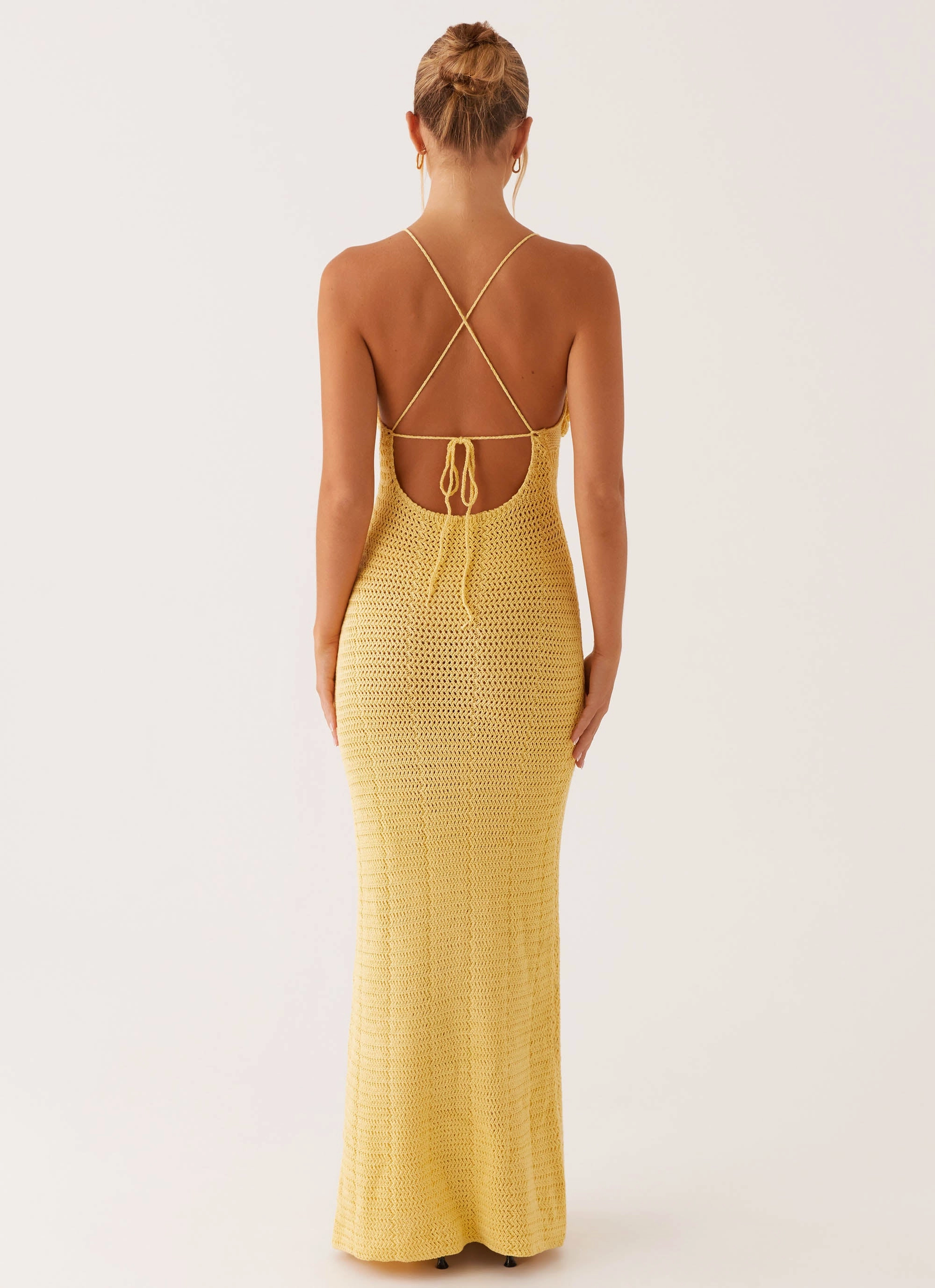Layered Design Zara Rose Crochet Maxi Dress - Yellow