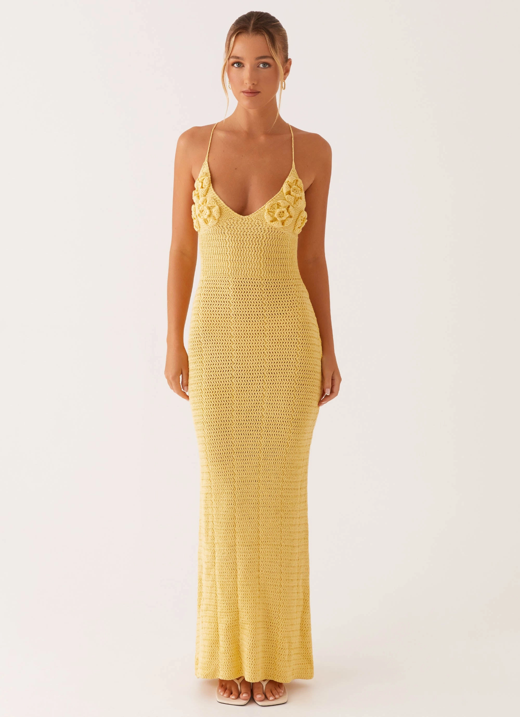 Cute Touch Zara Rose Crochet Maxi Dress - Yellow