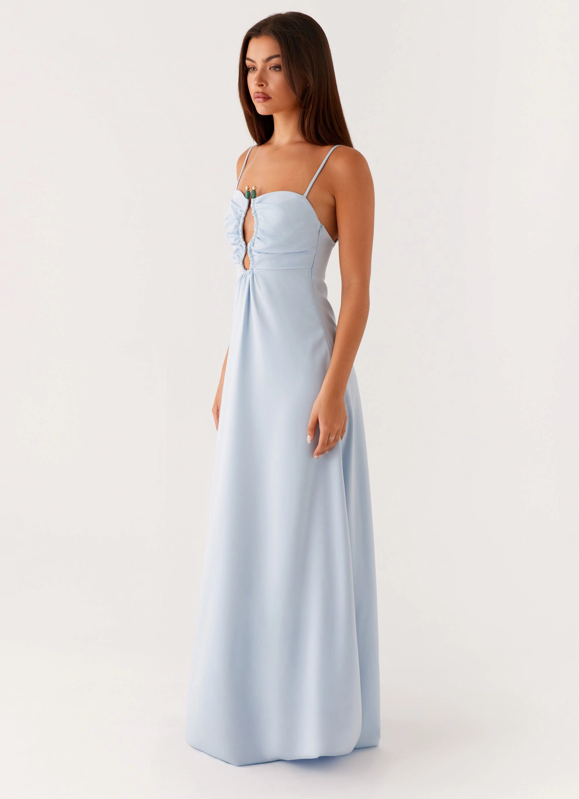 Lace Accent Soft Air Zelda Maxi Dress - Blue