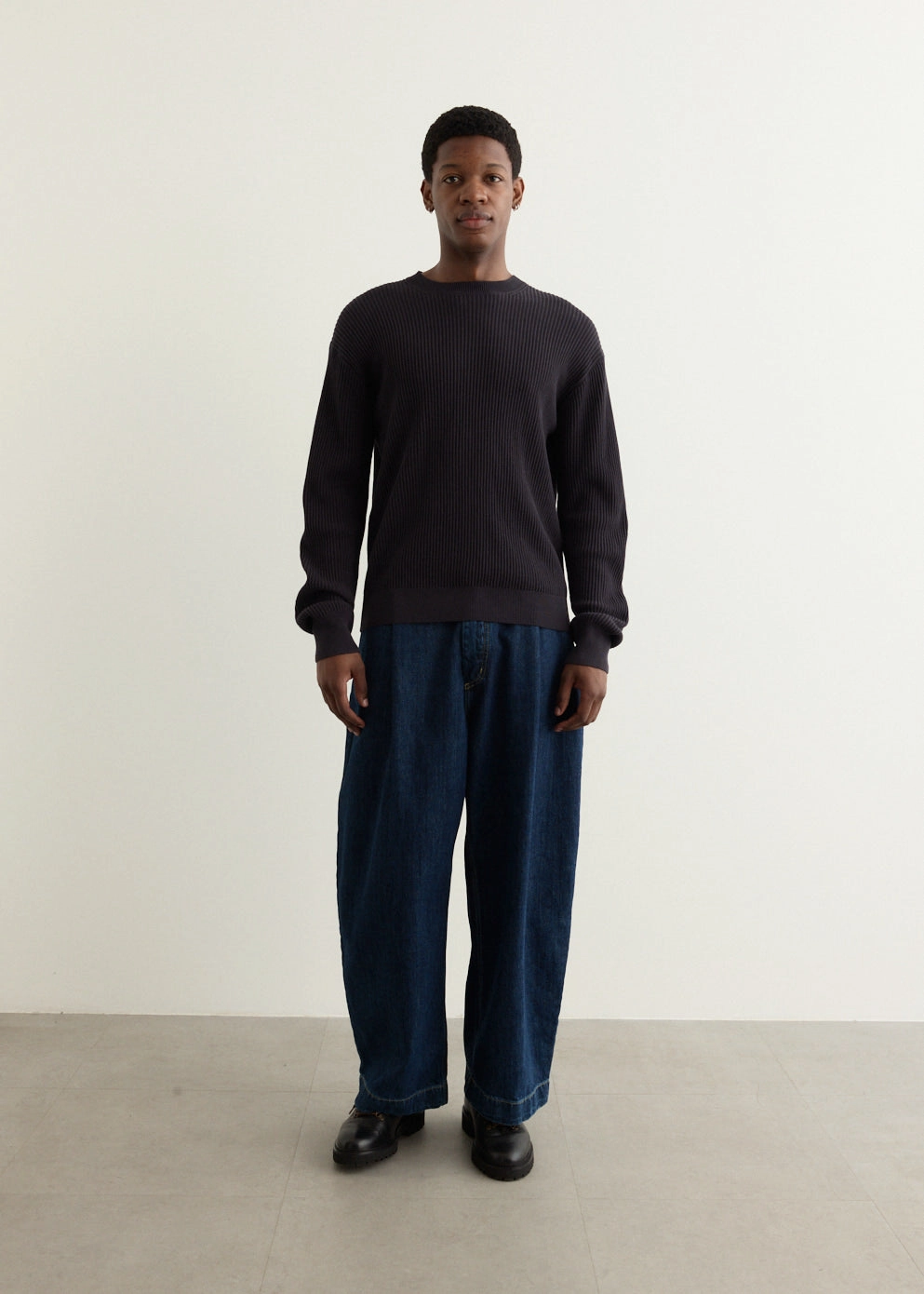 Arda Crewneck Knit Textured Weave Design