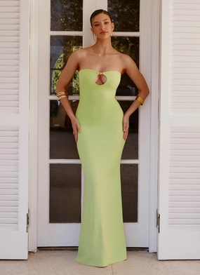 Moara Cut Out Maxi Dress - Lime Green Evening Chic Perfect Wear