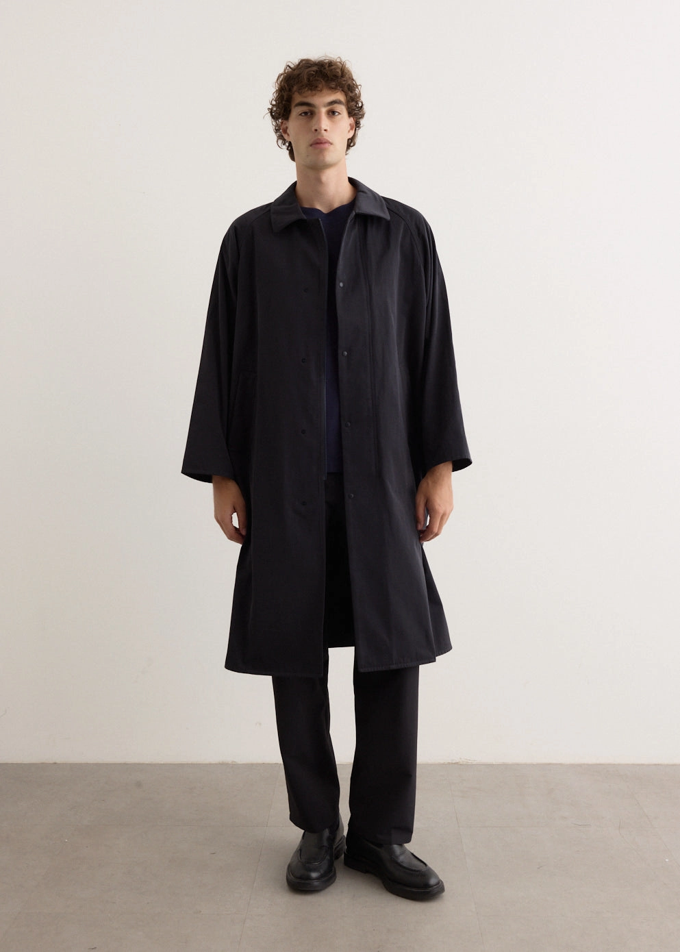 Zip Button Cotton Coat Taped Seams