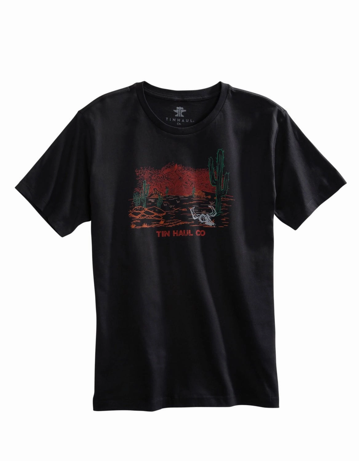 Petite Cut Layering Piece Tin Haul Mens Black 100% Cotton Desert Scene S/S T-Shirt