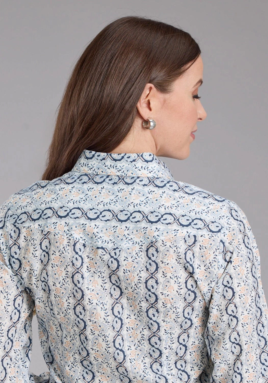 Cooling Core Technology Roper Womens 2429 Paisley Trellis Blue Cotton Blend L/S Shirt