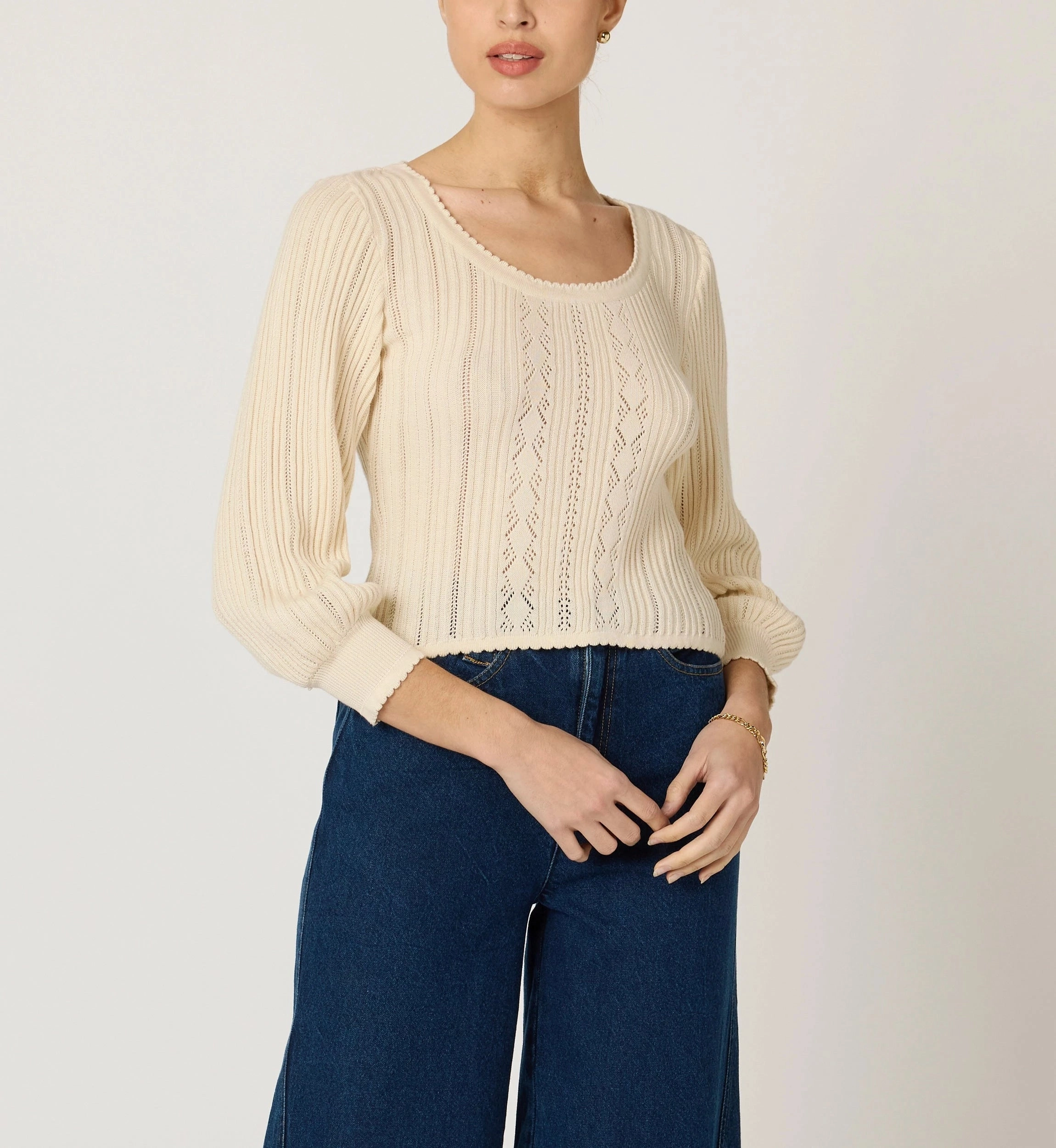 Zoe Sweater | Ivory Winter Apparel Layering Style