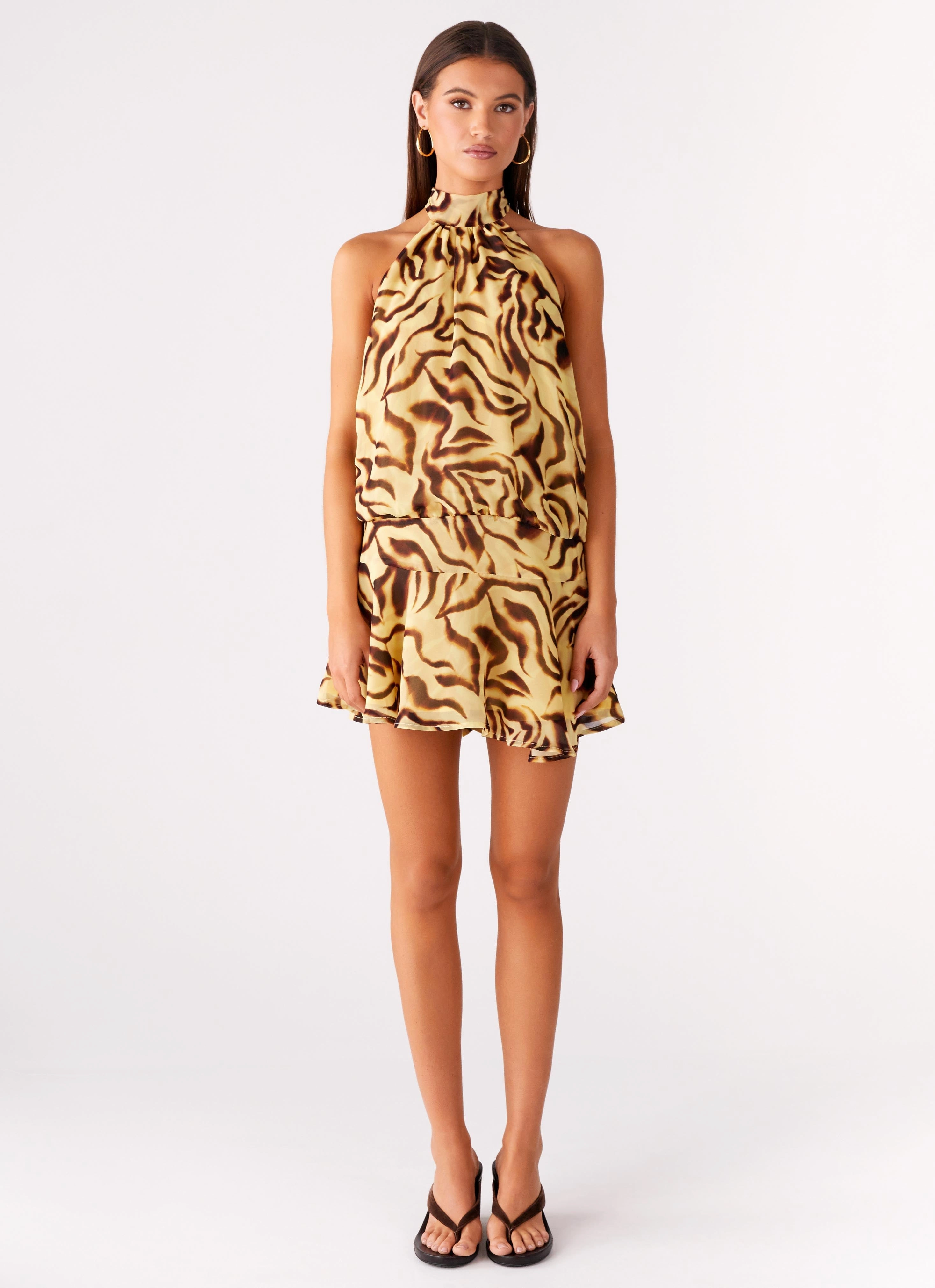 Zulla Backless Mini Dress - Laguna Print Stylish day dress