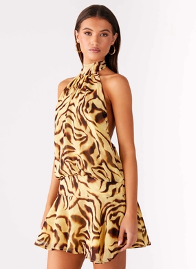 Dreamy Flow Tailored Fit Zulla Backless Mini Dress - Laguna Print
